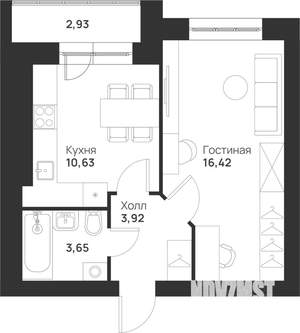 1-к квартира, вторичка, 38м2, 5/5 этаж