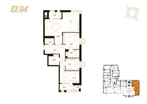 3-к квартира, вторичка, 102м2, 2/8 этаж