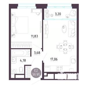 1-к квартира, вторичка, 40м2, 10/10 этаж