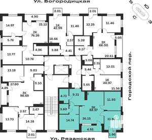 3-к квартира, вторичка, 89м2, 2/4 этаж