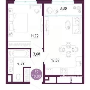 1-к квартира, вторичка, 40м2, 4/10 этаж