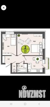 2-к квартира, вторичка, 41м2, 3/3 этаж