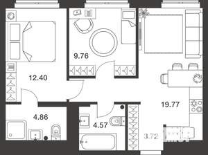 2-к квартира, вторичка, 55м2, 2/25 этаж