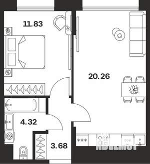 1-к квартира, вторичка, 40м2, 2/10 этаж