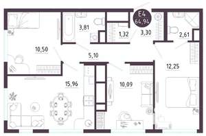 3-к квартира, вторичка, 65м2, 4/10 этаж