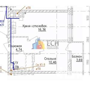 1-к квартира, вторичка, 36м2, 8/9 этаж