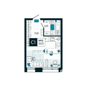 Студия квартира, вторичка, 26м2, 2/15 этаж