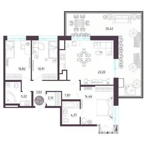 3-к квартира, вторичка, 117м2, 1/10 этаж