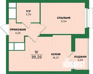 1-к квартира, вторичка, 39м2, 15/25 этаж