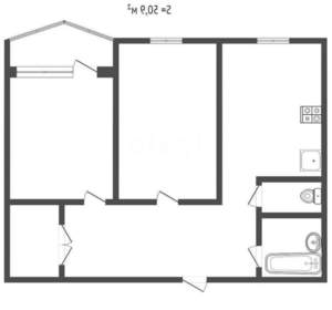 2-к квартира, вторичка, 51м2, 3/9 этаж