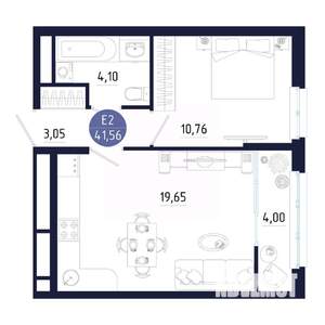 1-к квартира, строящийся дом, 42м2, 4/25 этаж