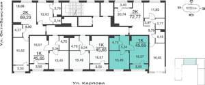 1-к квартира, вторичка, 46м2, 9/9 этаж