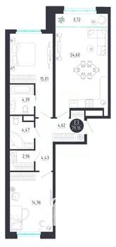 2-к квартира, строящийся дом, 79м2, 5/8 этаж