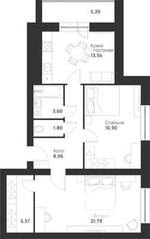 2-к квартира, строящийся дом, 77м2, 1/5 этаж