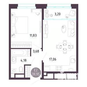 1-к квартира, вторичка, 40м2, 7/10 этаж