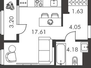 Студия квартира, вторичка, 31м2, 9/9 этаж