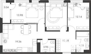 3-к квартира, вторичка, 82м2, 3/9 этаж