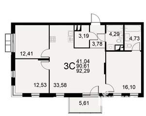 3-к квартира, вторичка, 92м2, 2/11 этаж