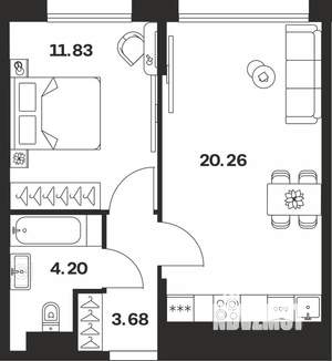 1-к квартира, вторичка, 40м2, 2/10 этаж