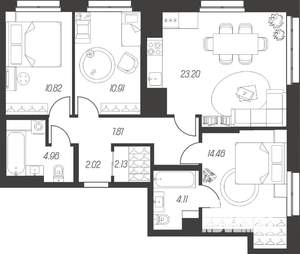 3-к квартира, вторичка, 80м2, 7/10 этаж