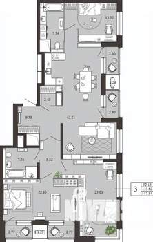 3-к квартира, вторичка, 147м2, 19/21 этаж