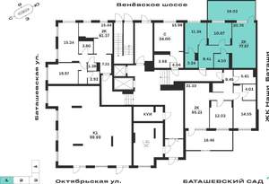 2-к квартира, вторичка, 65м2, 1/15 этаж