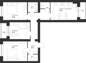 3-к квартира, вторичка, 81м2, 5/5 этаж