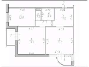 2-к квартира, вторичка, 66м2, 2/17 этаж