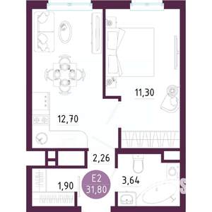 1-к квартира, вторичка, 32м2, 6/10 этаж