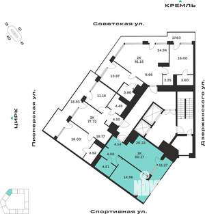 1-к квартира, вторичка, 60м2, 9/10 этаж