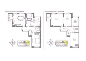 3-к квартира, сданный дом, 86м2, 2/9 этаж