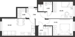 2-к квартира, вторичка, 65м2, 3/4 этаж