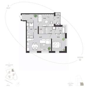 2-к квартира, вторичка, 89м2, 3/21 этаж