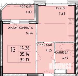 1-к квартира, строящийся дом, 39м2, 3/14 этаж