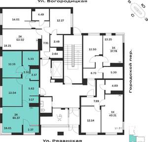 2-к квартира, вторичка, 65м2, 1/4 этаж