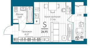 Студия квартира, сданный дом, 27м2, 11/18 этаж