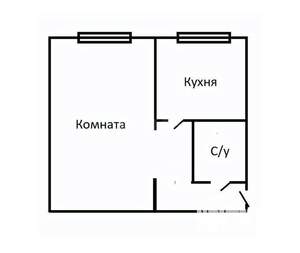 1-к квартира, вторичка, 31м2, 1/2 этаж