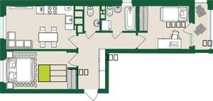3-к квартира, строящийся дом, 59м2, 5/9 этаж