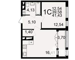 1-к квартира, строящийся дом, 40м2, 15/18 этаж