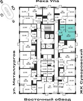 1-к квартира, строящийся дом, 36м2, 24/25 этаж