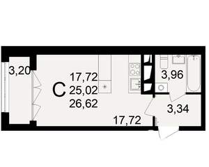 1-к квартира, вторичка, 27м2, 2/10 этаж