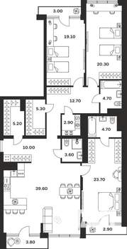 3-к квартира, вторичка, 162м2, 9/9 этаж