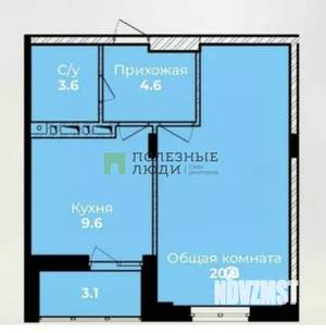 1-к квартира, строящийся дом, 43м2, 3/10 этаж