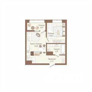 1-к квартира, строящийся дом, 37м2, 10/14 этаж