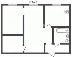 2-к квартира, вторичка, 45м2, 1/5 этаж