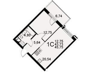1-к квартира, строящийся дом, 44м2, 4/11 этаж