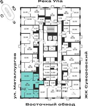 2-к квартира, строящийся дом, 59м2, 25/25 этаж