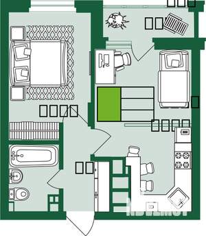 1-к квартира, строящийся дом, 39м2, 4/9 этаж