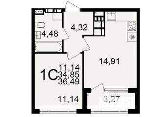 1-к квартира, вторичка, 35м2, 19/20 этаж