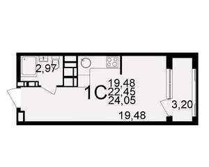 1-к квартира, вторичка, 24м2, 18/20 этаж